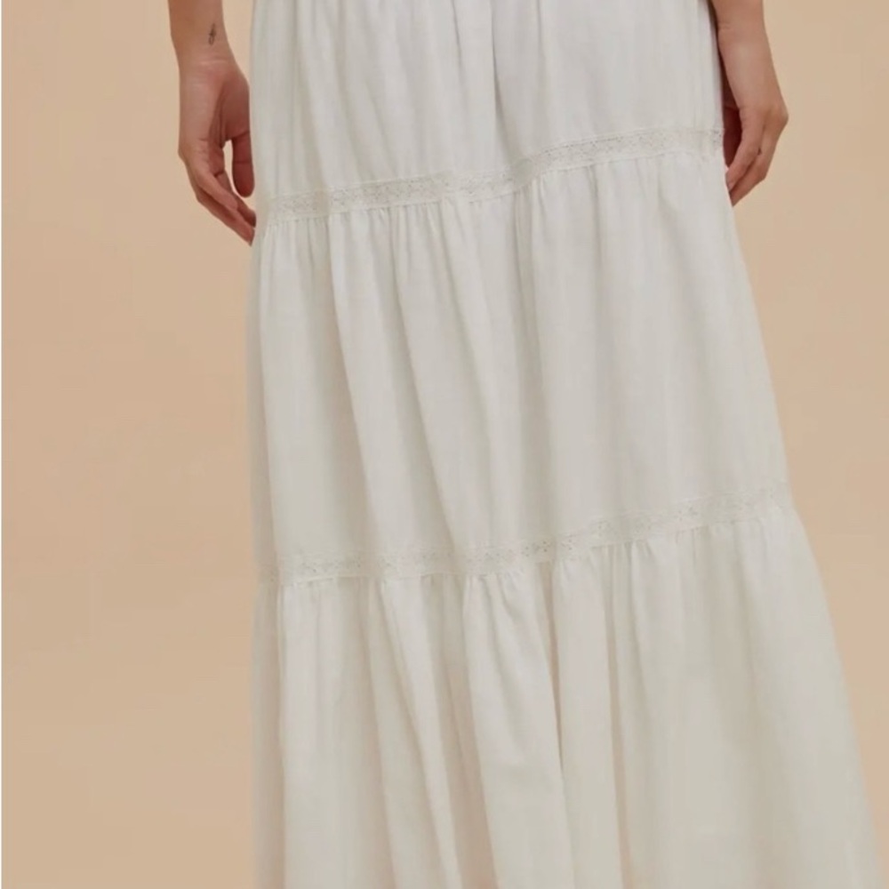 In Loom White Maxi Skirt Size Medium, Fully Lined, Anthropology brand - Picture 6 of 6